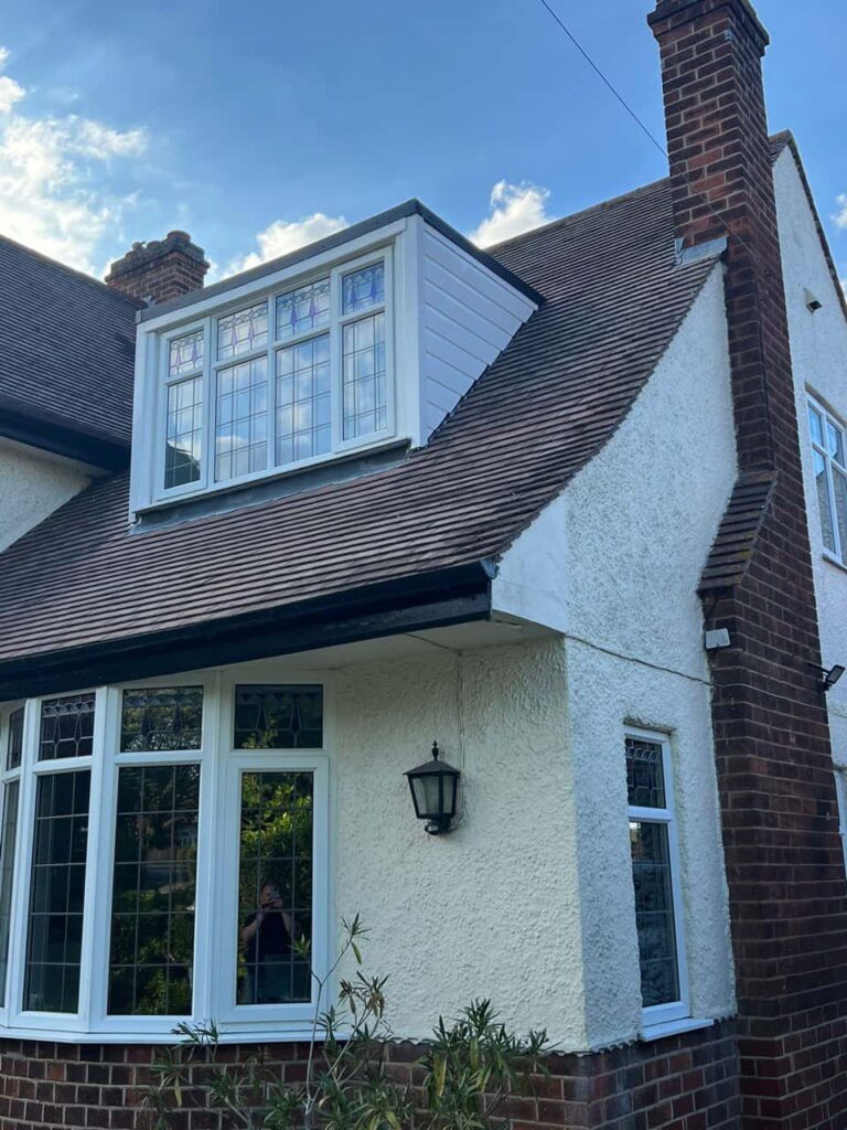 This is a photo of a dormer window which has just had some repairs carried out where the roof and the dormer meet. Works carried out by LJ Roofing Covingham
